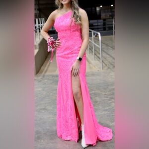 Mori Lee beaded formal. Hot pink.